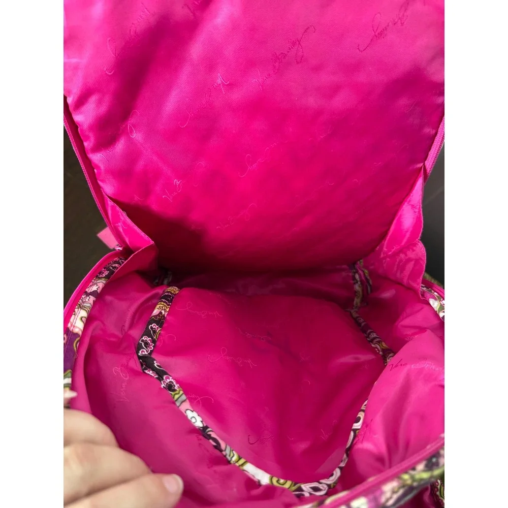 Vera Bradley Quilted Laptop Backpack Plum Crazy Pink Purple Paisley Good Large
